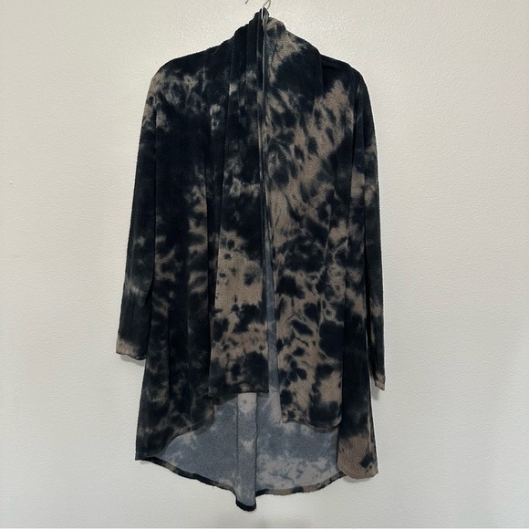 T- party women’s Draped water fall fleece tie dye cardigan sweater size S/M ? - Picture 1 of 3